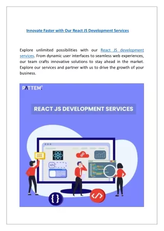 innovate faster with our react js development