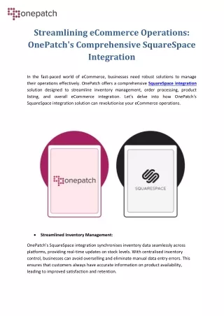 OnePatch's Comprehensive SquareSpace Integration Solution
