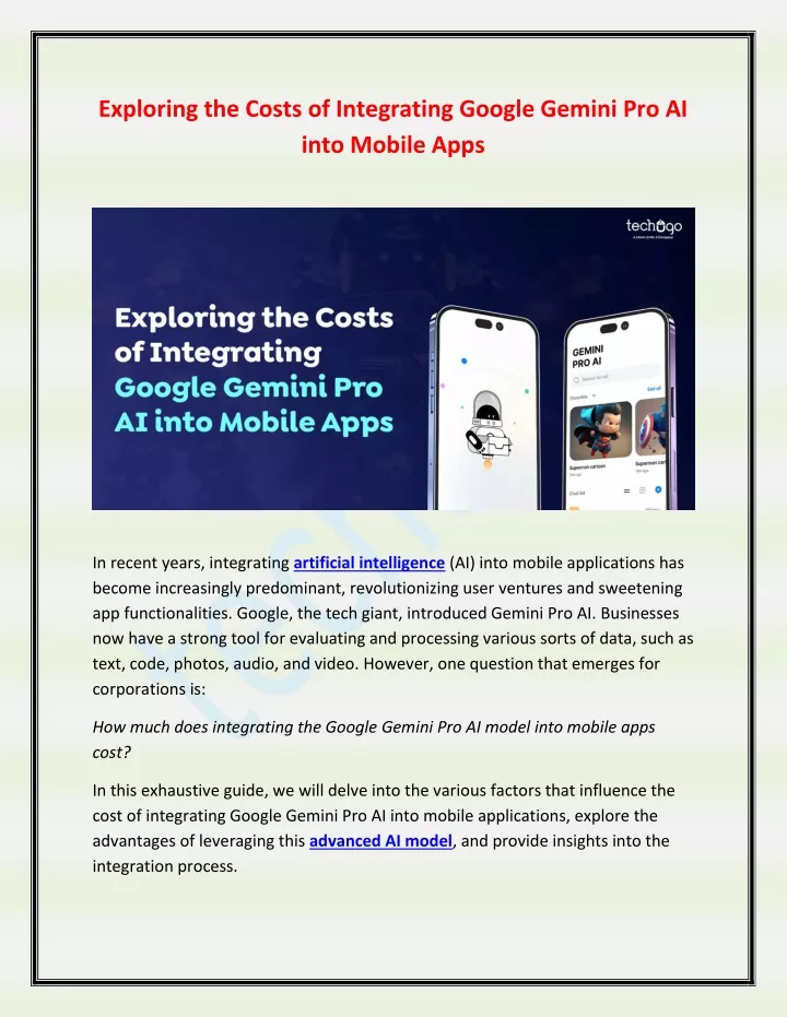 exploring the costs of integrating google gemini