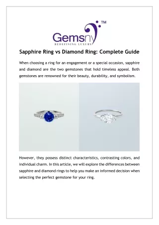 Sapphire Ring vs Diamond Ring: Complete Guide