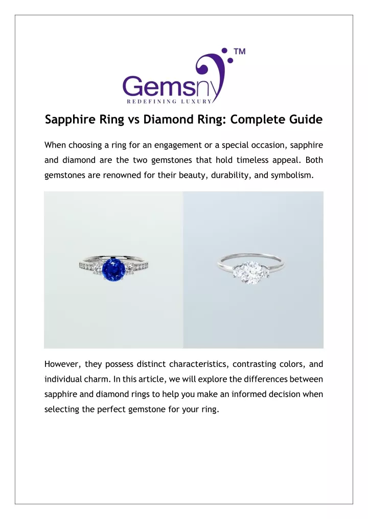 sapphire ring vs diamond ring complete guide