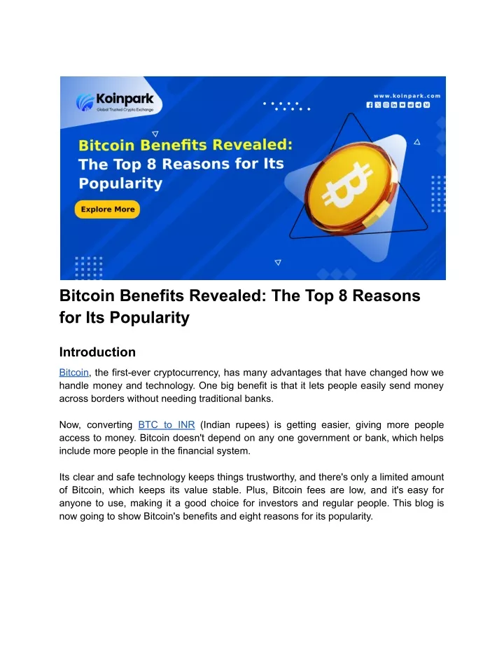 bitcoin benefits revealed the top 8 reasons