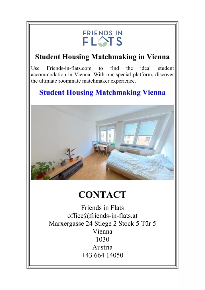 student housing matchmaking in vienna