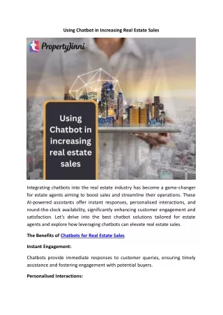 Using Chatbot in Increasing Real Estate Sales - propertyjinni