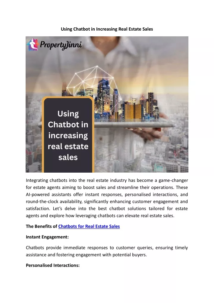 using chatbot in increasing real estate sales