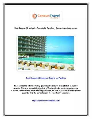 Best Cancun All Inclusive Resorts for Families | Cancuntravelinsider.com