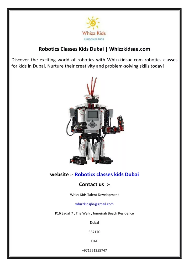 robotics classes kids dubai whizzkidsae com