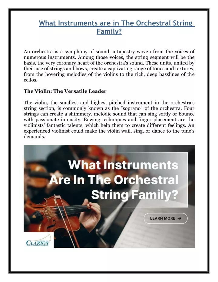 what instruments are in the orchestral string