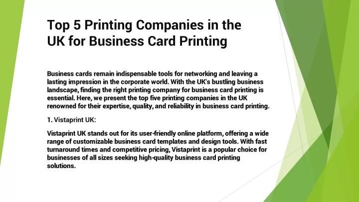 top 5 printing companies in the uk for business card printing