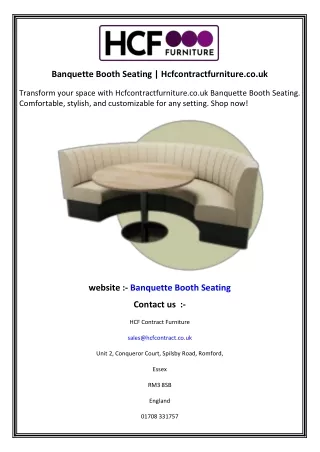 Banquette Booth Seating  Hcfcontractfurniture.co.uk