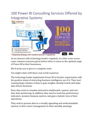 100 Power BI Consulting Services Offered by Integrative Systems
