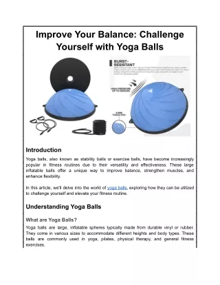Improve Your Balance: Challenge Yourself with Yoga Balls