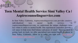 Teen Mental Health Service Simi Valley Ca Aspirecounselingservice.com