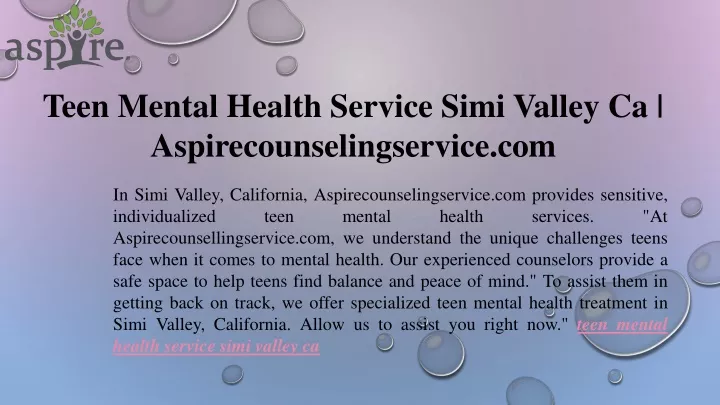 teen mental health service simi valley