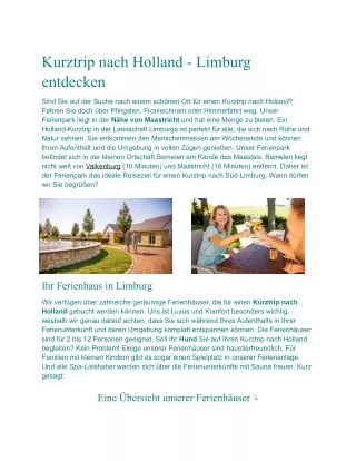 Kurztrip nach Holland - Limburg entdecken - Resort Mooi Bemelen