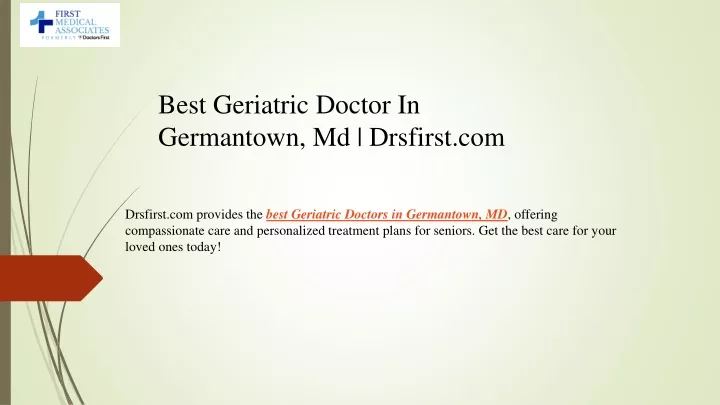 best geriatric doctor in germantown md drsfirst