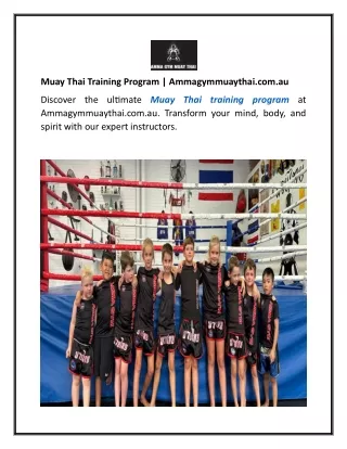 Muay Thai Training Program  Ammagymmuaythai.com.au