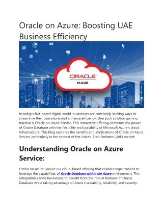 Oracle on Azure - Boosting UAE Business Efficiency