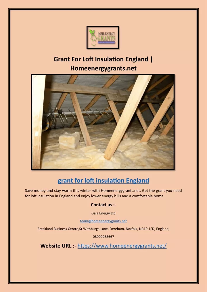 grant for loft insulation england