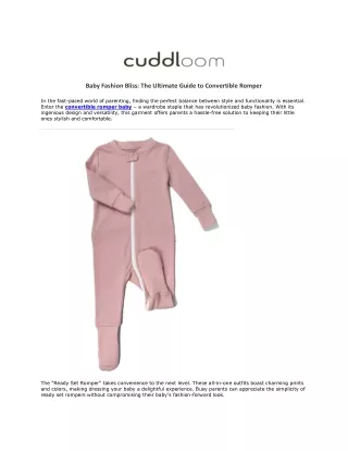 Cuddloom Baby Fashion Bliss-The Ultimate Guide to Convertible Romper