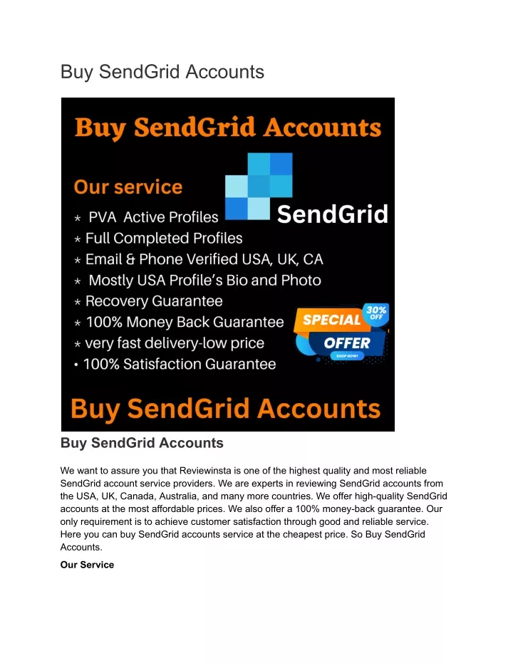 buy sendgrid accounts
