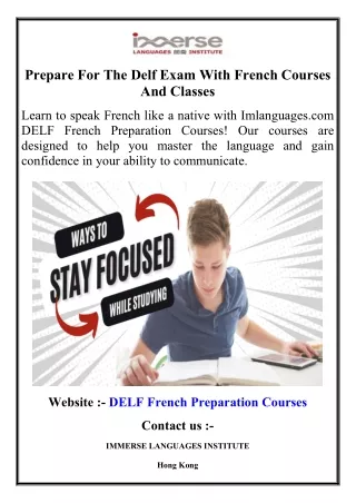 Prepare For The Delf Exam With French Courses And Classes