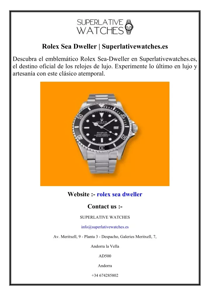 rolex sea dweller superlativewatches es