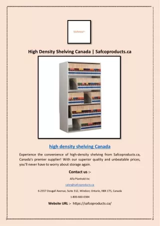 High Density Shelving Canada | Safcoproducts.ca