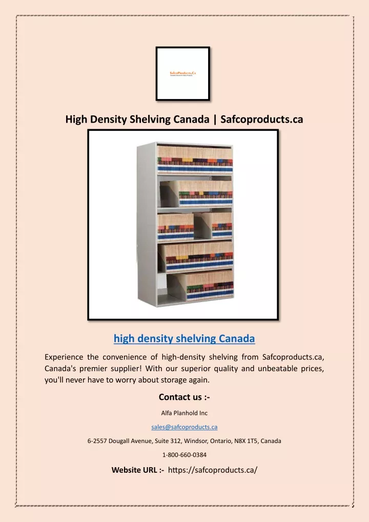 high density shelving canada safcoproducts ca