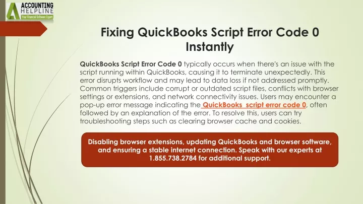 fixing quickbooks script error code 0 instantly