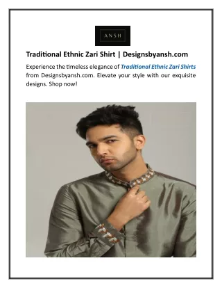 Traditional Ethnic Zari Shirt  Designsbyansh.com