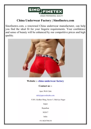 China Underwear Factory  Sinofinetex.com