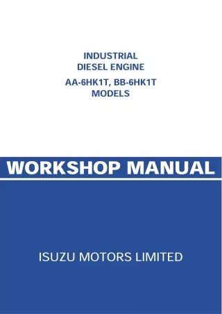 JCB Isuzu Engine AA-6HK1T BB-6HK1T Service Repair Manual