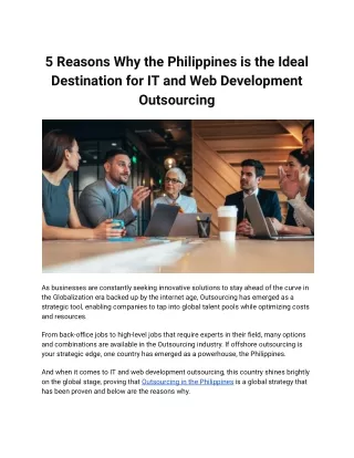 Quick Guide to Outsourcing IT and Web Development in the Philippines