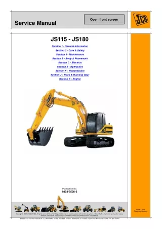 JCB JS130LC TRACKED EXCAVATOR Service Repair Manual SN（1180001 Onwards）