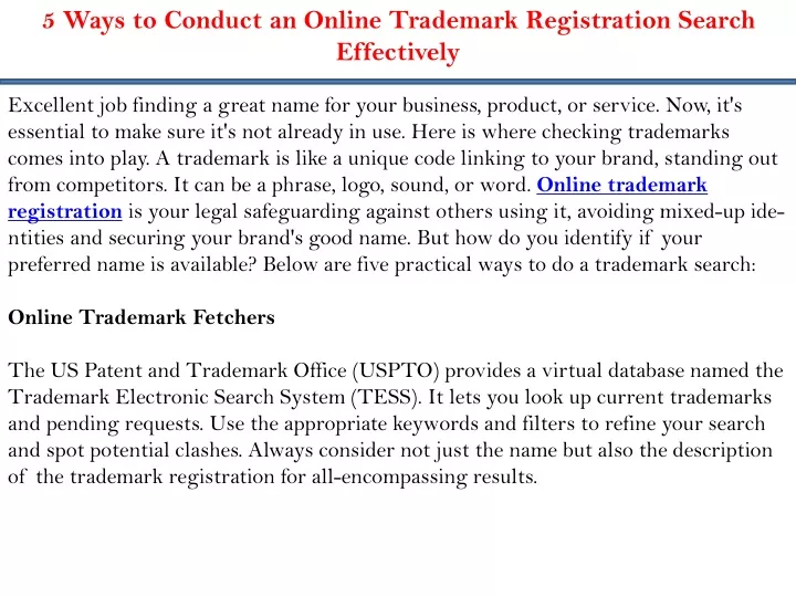 5 ways to conduct an online trademark