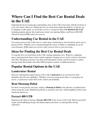Where Can I Find the Best Car Rental Deals in the UAE