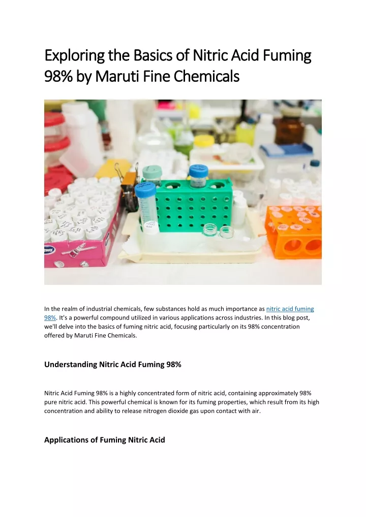 exploring the basics of nitric acid fuming