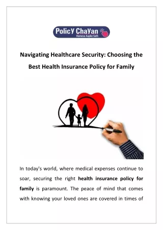Navigating Healthcare Security- Choosing the Best Health Insurance Policy for Family
