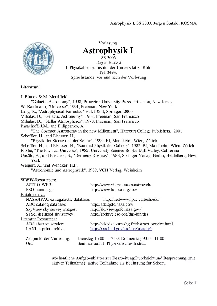 astrophysik i ss 2003 j rgen stutzki kosma