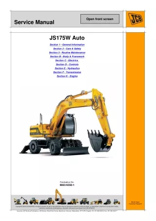 JCB JS175W AUTO WHEELED EXCAVATOR Service Repair Manual