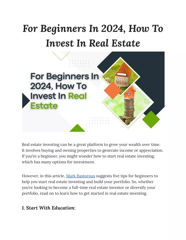 for beginners in 2024 how to invest in real estate