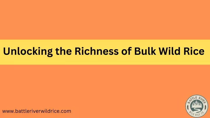 unlocking the richness of bulk wild rice