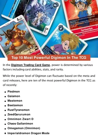 Top 10 Most Powerful Digimon In The TCG