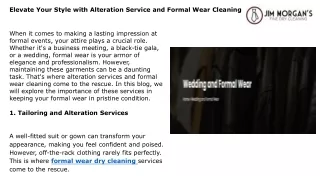 Elevate Your Style with Alteration Service and Formal Wear Cleaning