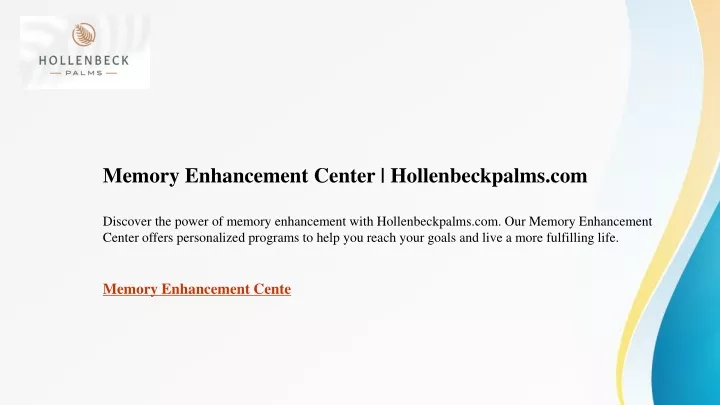 memory enhancement center hollenbeckpalms