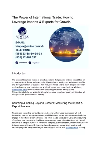 Import and export activities for business growth