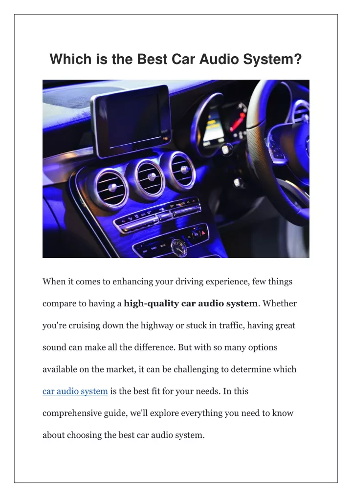 which is the best car audio system