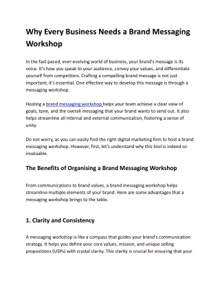 Why Every Business Needs a Brand Messaging Workshop