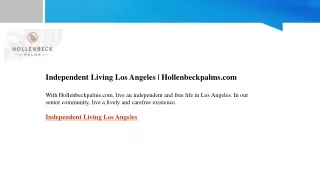 Independent Living Los Angeles  Hollenbeckpalms.com